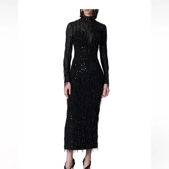 Carolina Herrera Dresses | Carolina Herrera Metallic Long-Sleeve Dress 10 | Color: Black | Size: 10 | Zobia_Llc's Closet